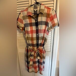 L.L. Bean Plaid Front Shirt Dress Casual
